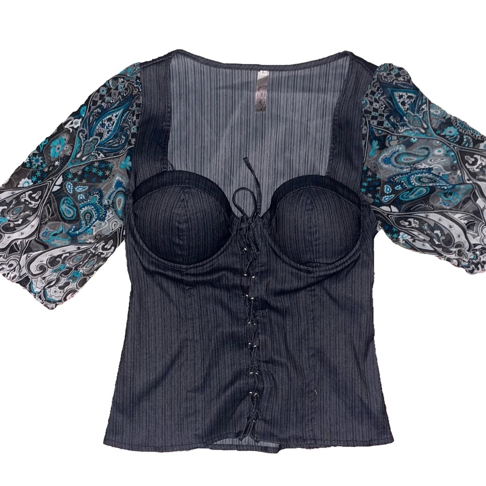 2000’s laced short sleeve corset top